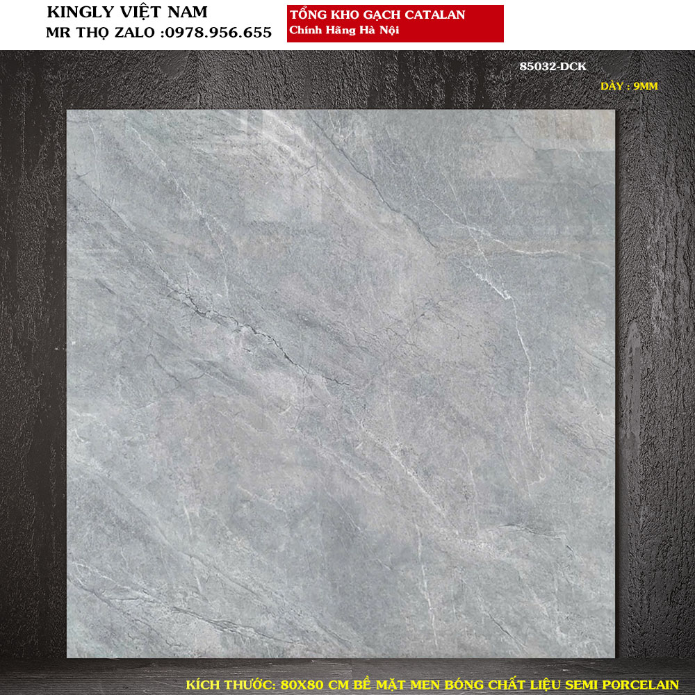 Gạch lát nền vân đá ghi xám Catalan 80x80 85032 Loại 1